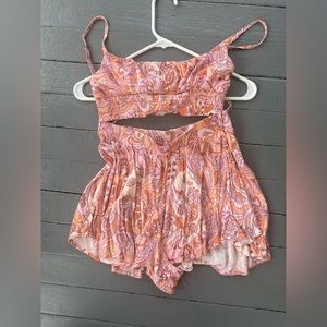 Sky to moon pink printed two piece set